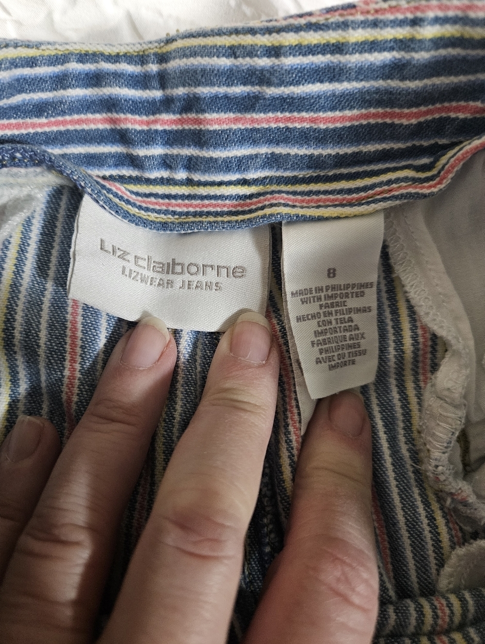 Liz Claiborne Multicolor Striped Casual Denim Shorts Size 8 - Picture 2 of 9